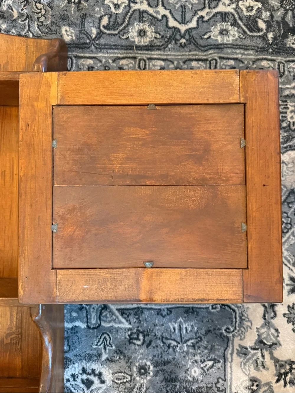 Vtg Handmade Solid Wood Wall Cabinet Shelf with Mirror Country Cottage Farmhouse